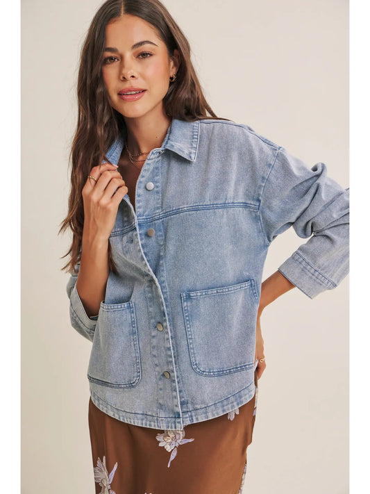 One of A Kind Washed Cotton Twill Utility Oversized Jacket