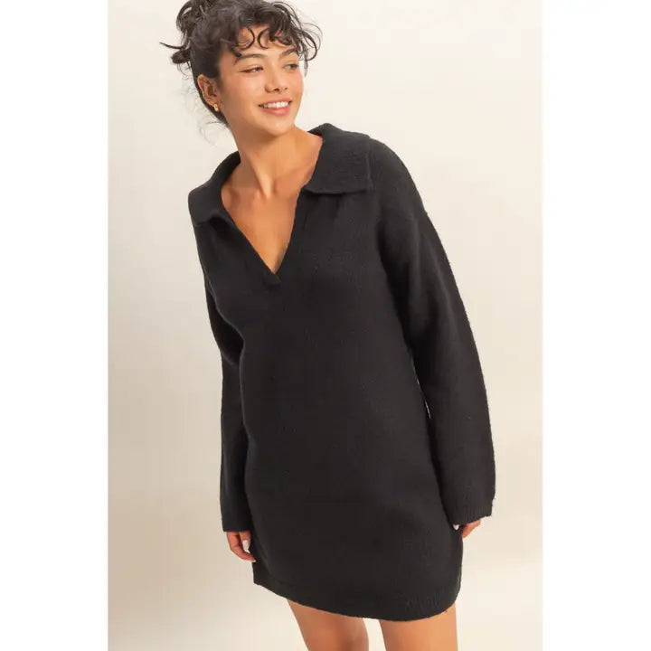 Sophisticated Polo Long Sleeve Sweater Dress