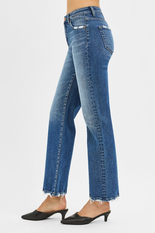 Tummy Control High Rise Ankle Straight Jeans