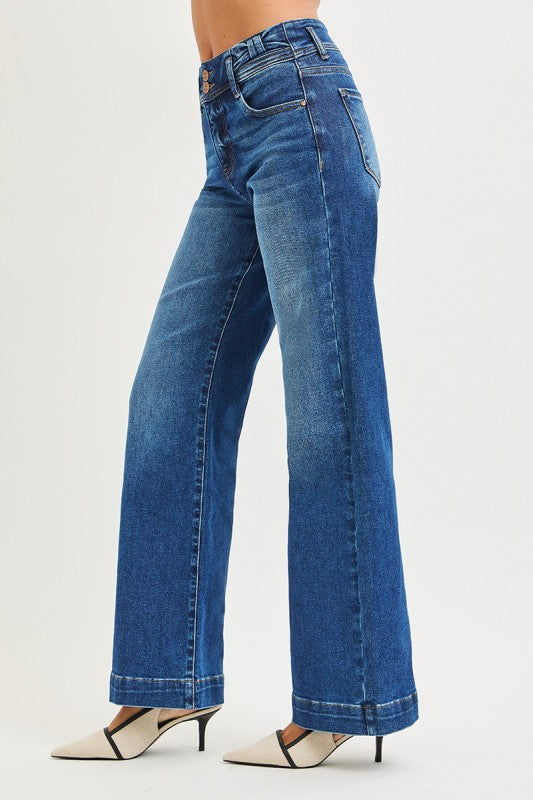 Tummy Control High Rise Wide Leg Bow Waistband