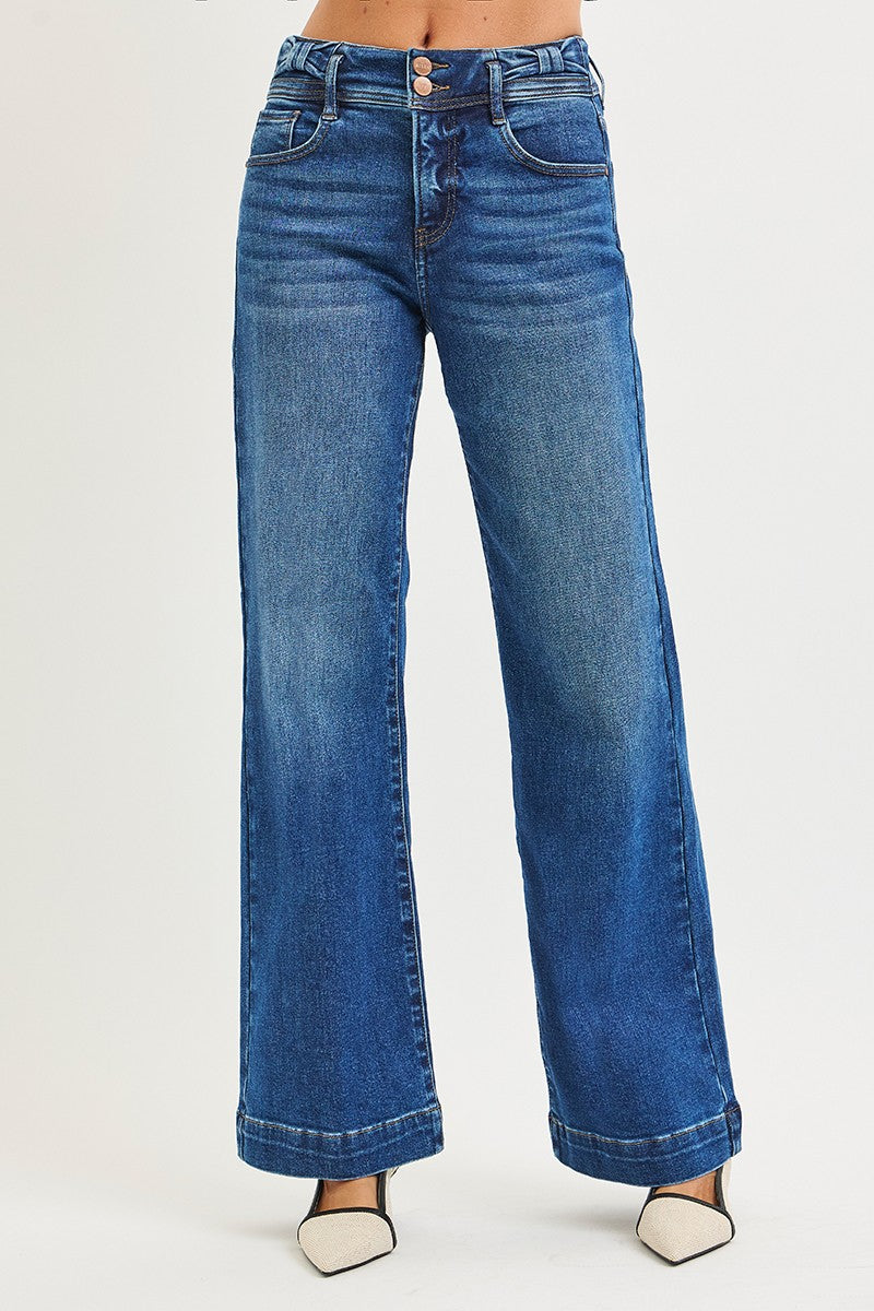 Tummy Control High Rise Wide Leg Bow Waistband