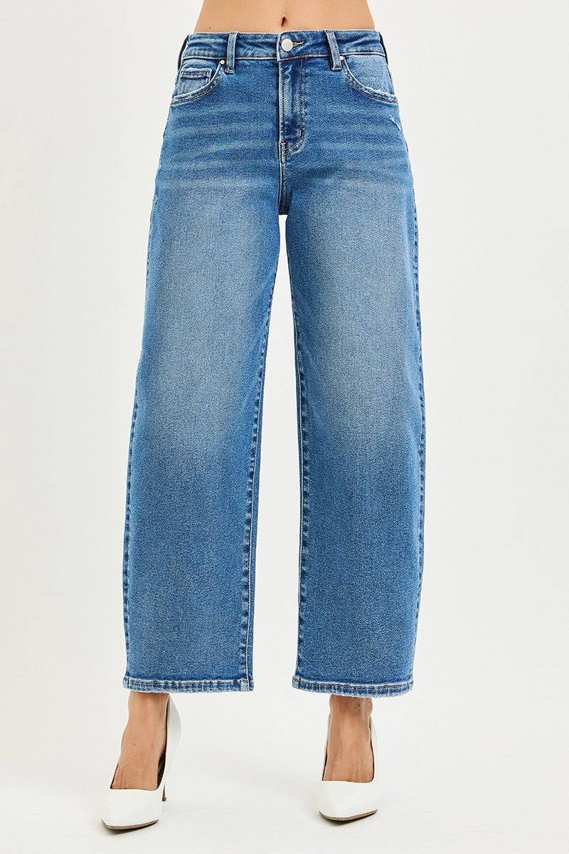 High Rise Crop Barrel Jeans