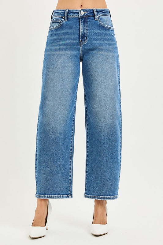 High Rise Crop Barrel Jeans
