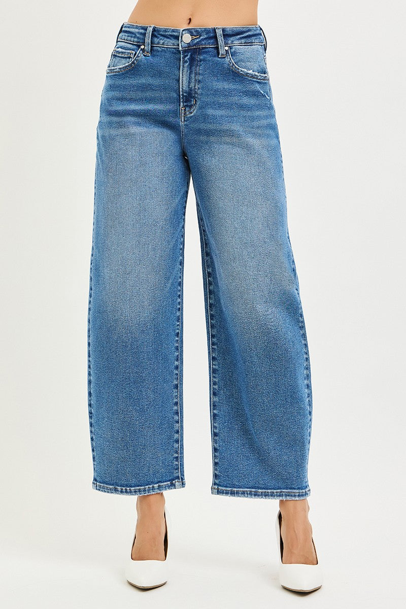High Rise Crop Barrel Jeans