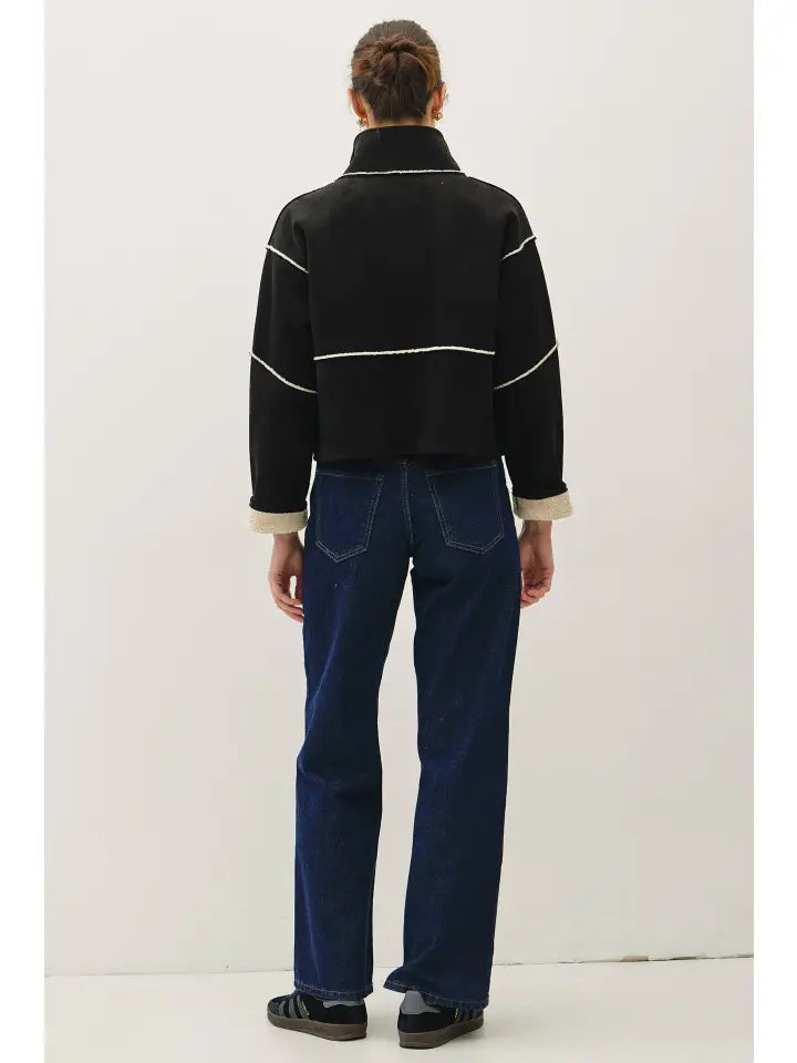 Suede Feel Sherpa Lined Boxy Outer