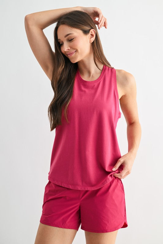 Pima Cotton Relaxed Racer Tank Top