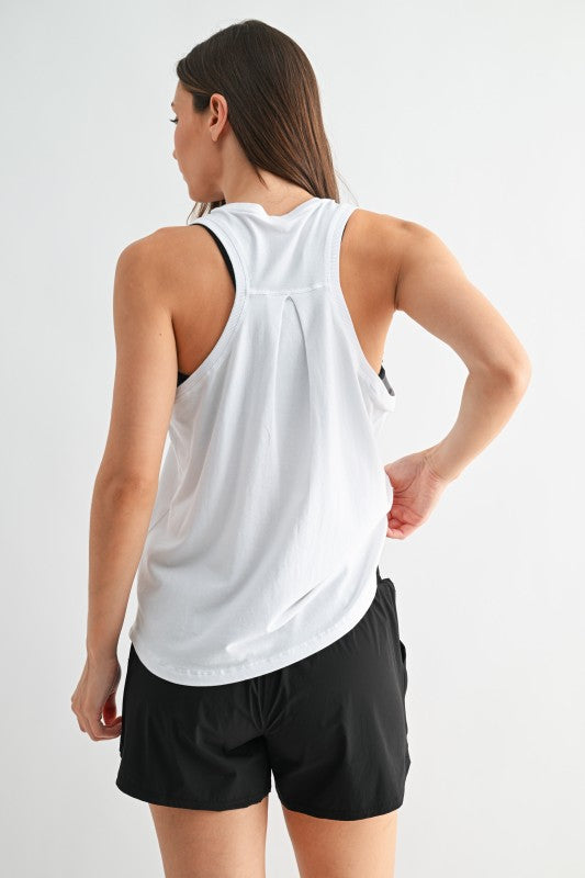 Pima Cotton Relaxed Racer Tank Top