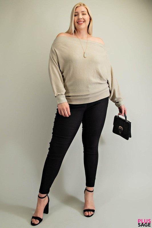 Curvy Long Sleeve Dolman Cowl Neck