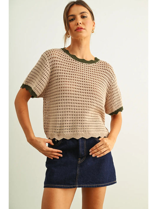 Scalloped Detail Knitted Top