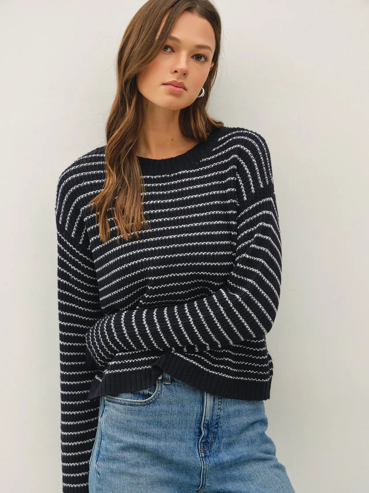 Striped Waffle Knit Sweater