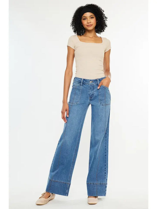 Open Pack Mid Rise Wide Leg JEANS