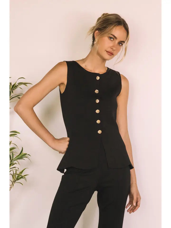 Sleeveless Sweater Knit Peplum Top