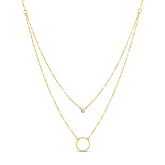 Double Appeal Circle & Cz Necklace