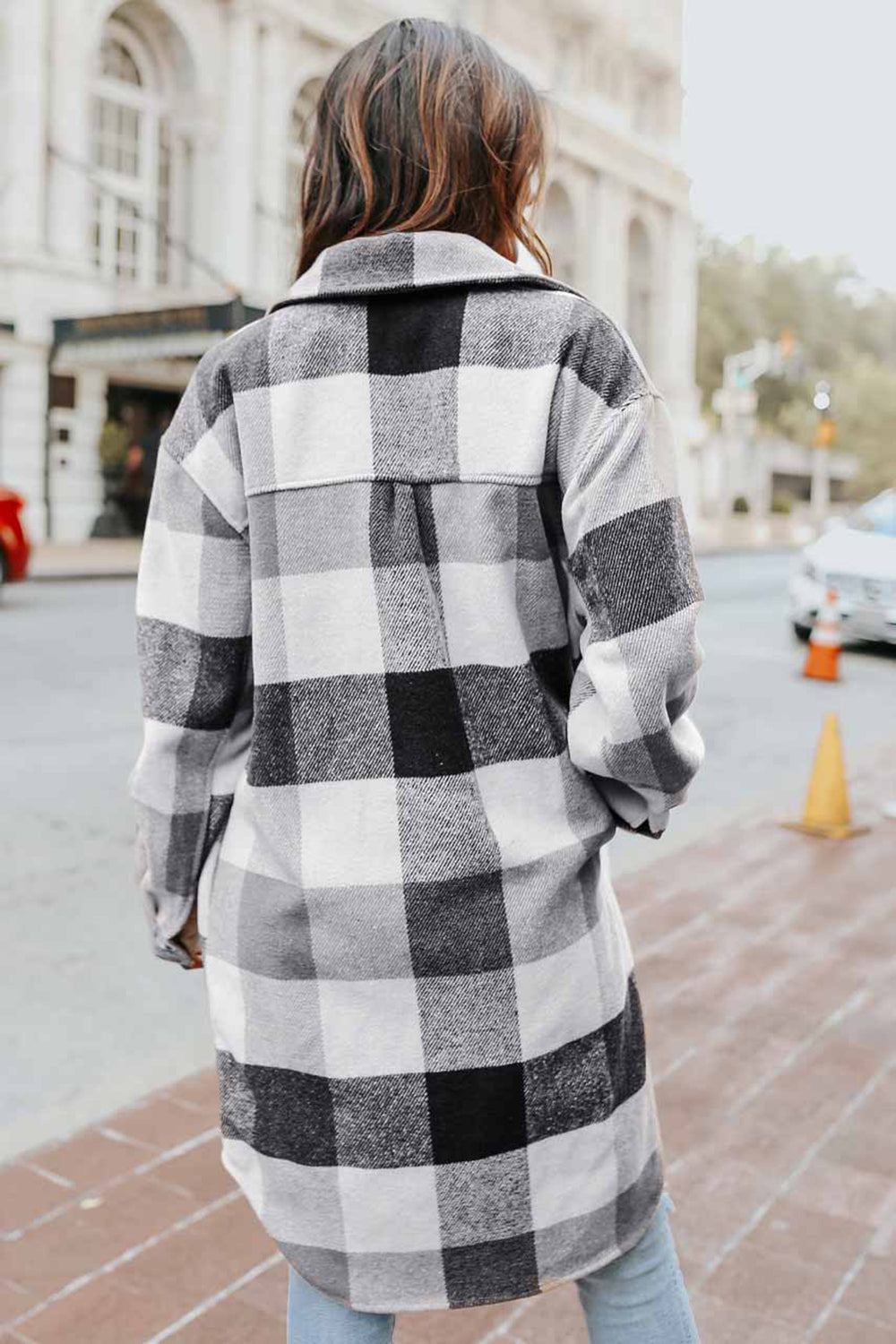 Pre-Order Plaid Button Up Dropped Shoulder Coat