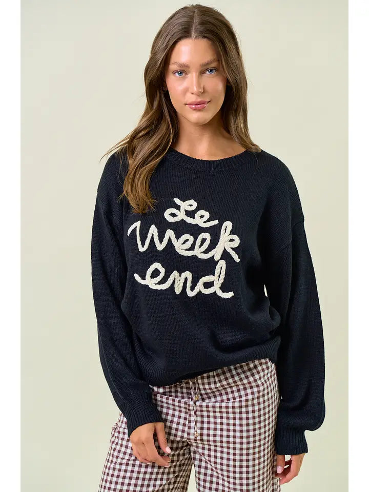 Le Weekend Embroidered Oversized Sweater