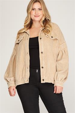 Curvy Taupe Corduroy Jacket
