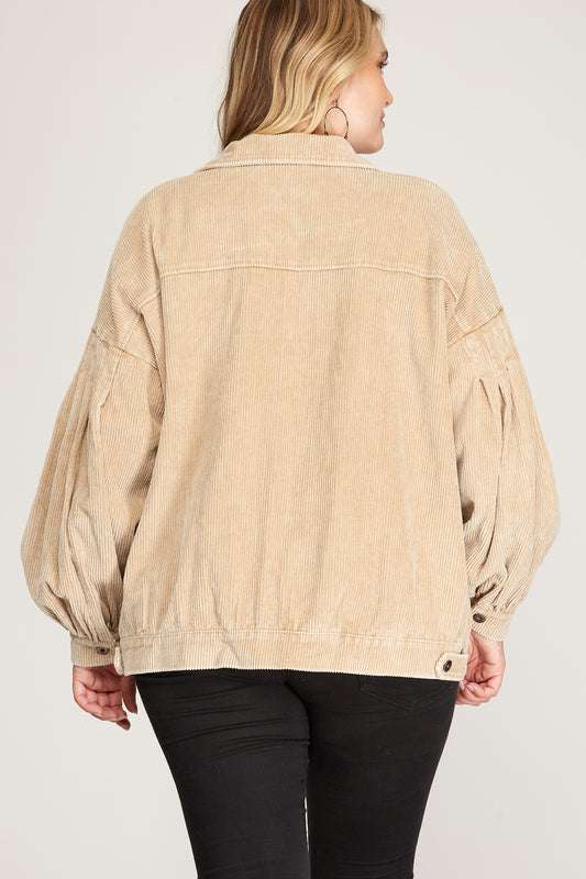 Curvy Taupe Corduroy Jacket