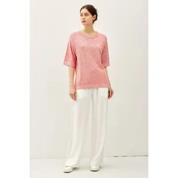 Short Sleeve Cotton Slub Sweater Top