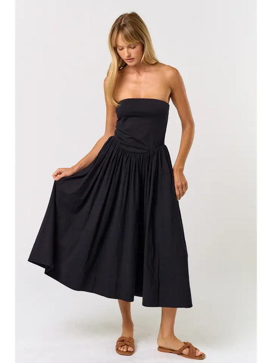 Strapless Midi Dress w/ Pockets