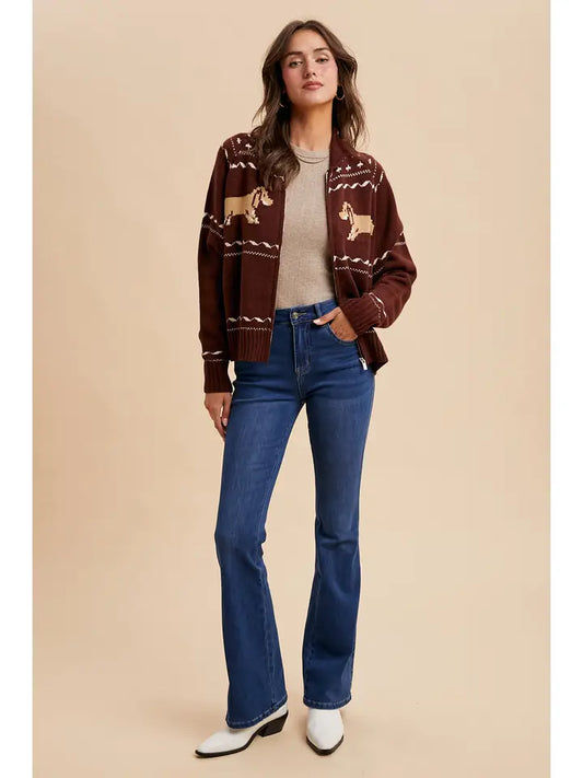 Dachshund Zip Up Cardigan