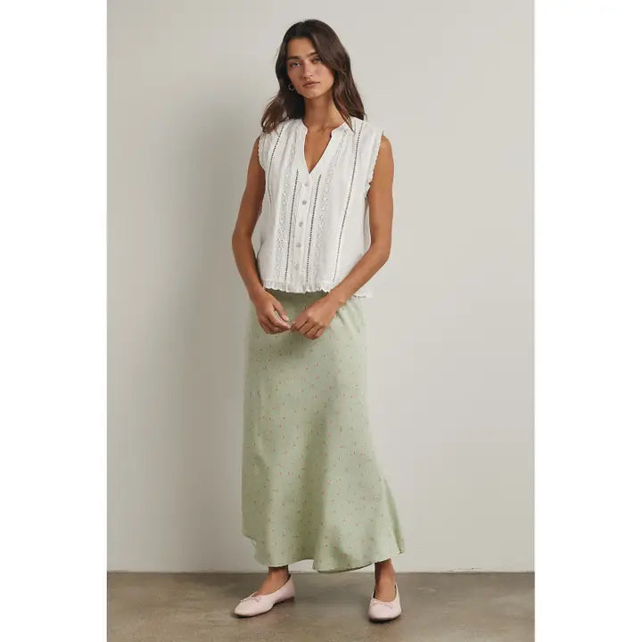Lace Trim Button-Up Top