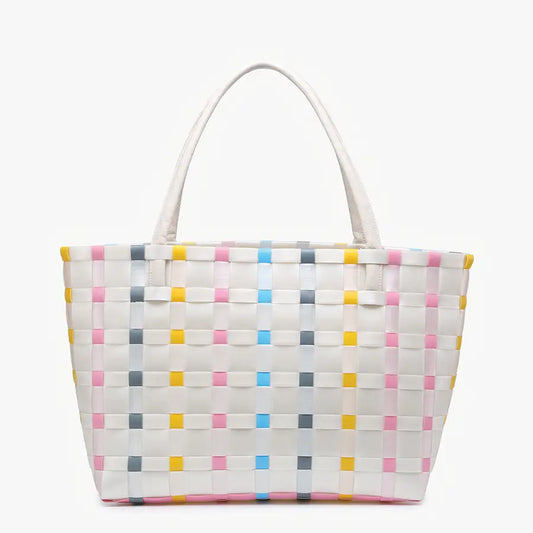 Abigail Basket weave Tote Bag – Vegan Leather Straps