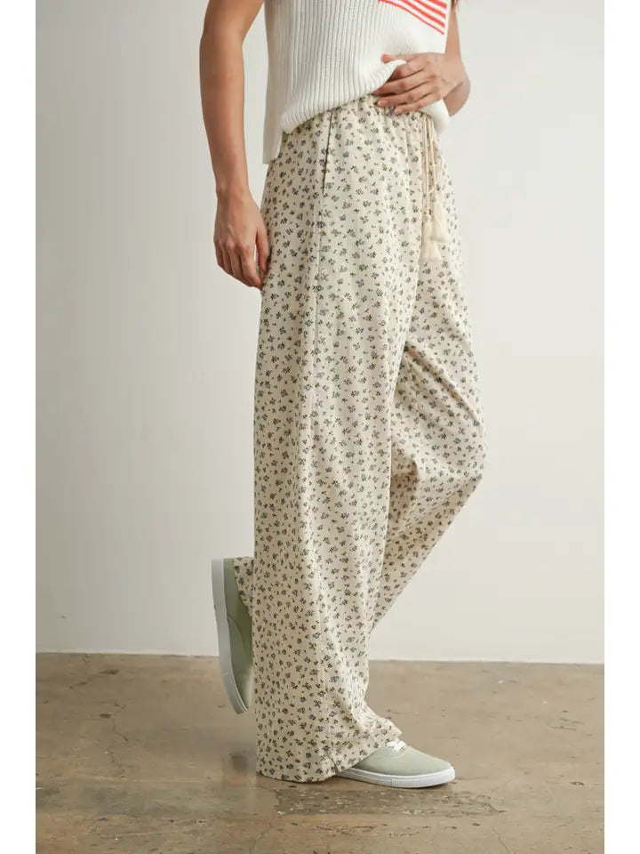 Floral Print Drawstring Pants