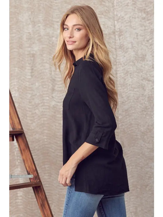 Split Neck Collar Shirt