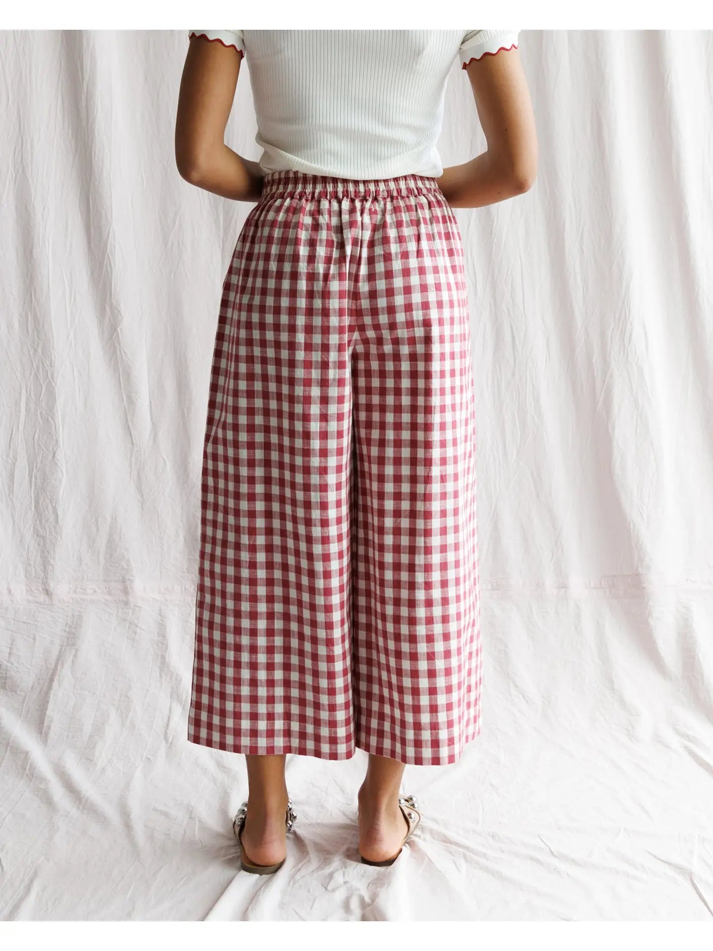Charm Red Gingham Cropped Pant
