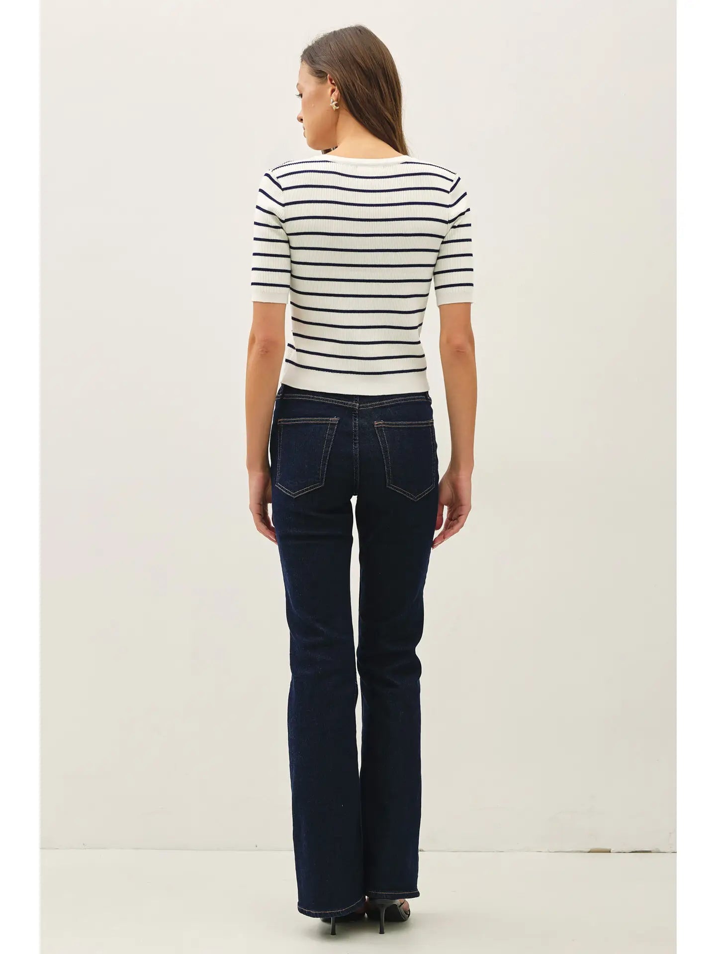 Striped Short Sleeve Cardigan