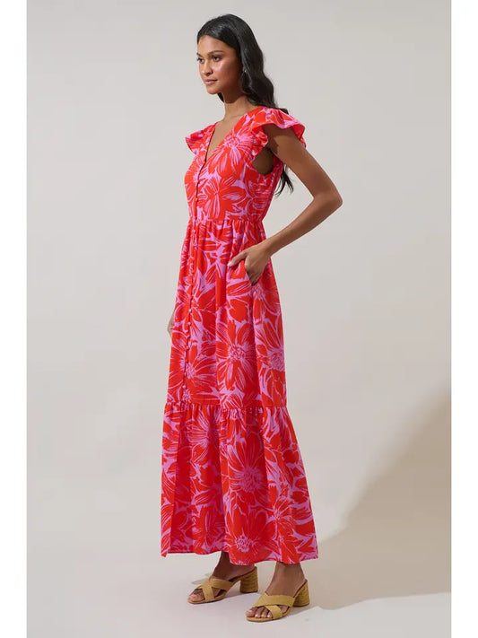 Rania Floral Evianna Flutter Maxi Dress
