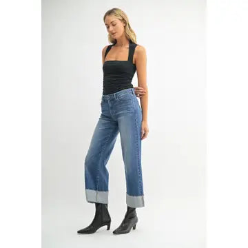 Scissor Cut Cuffed Wide Leg