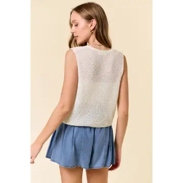 V-Neck Tie Front Knitted Vest
