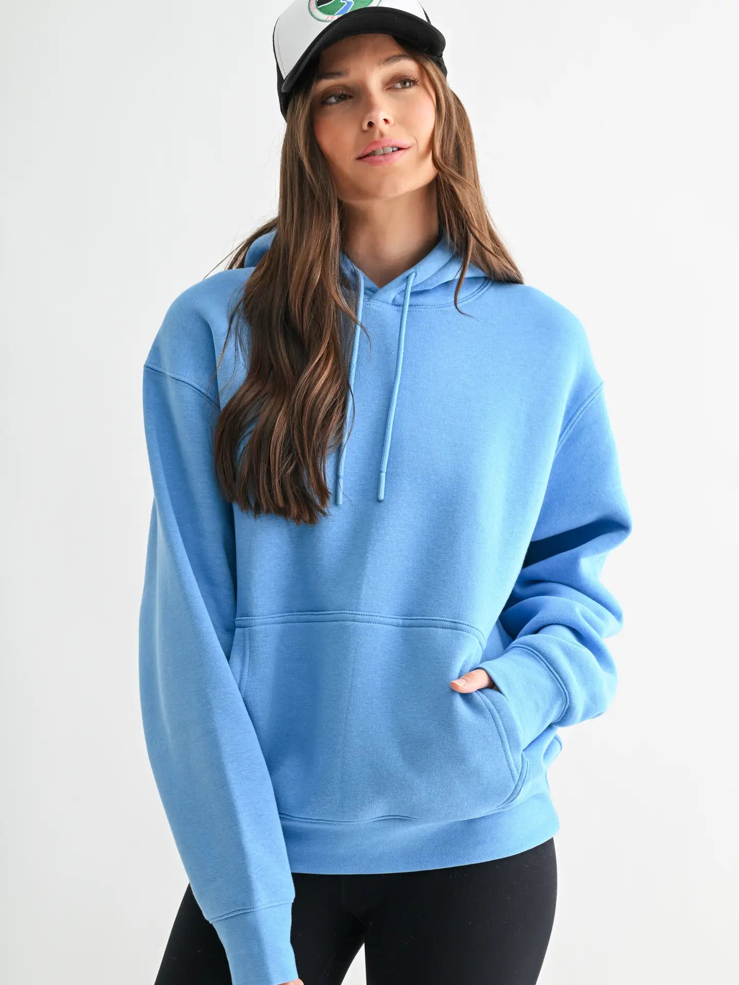 Cotton Blend Drop Shoulder Hoodie