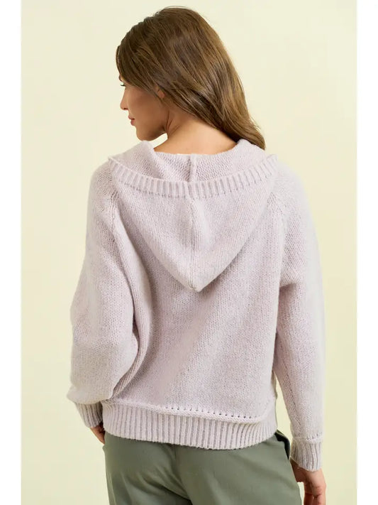 Hoodie Braided Detail Long Sleeve Sweater