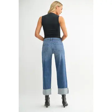 Scissor Cut Cuffed Wide Leg