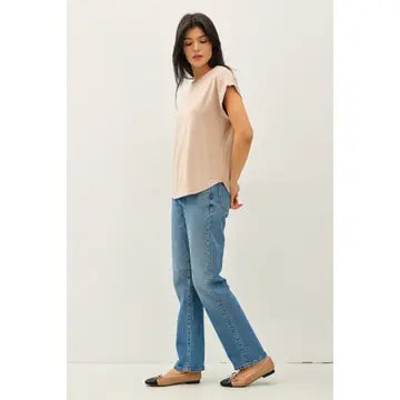 Bamboo/Modal Round Neck Dolman Cap Sleeve T-Shirt