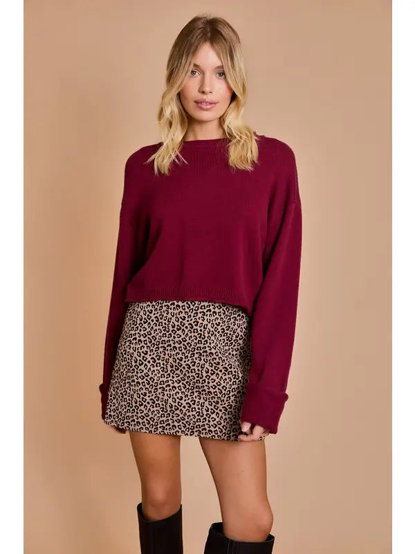 Folded Sleeve Sweater Top