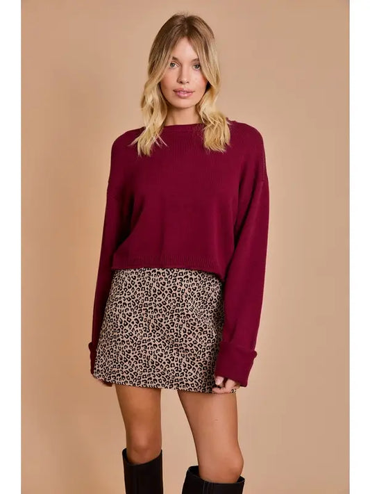 Folded Sleeve Sweater Top