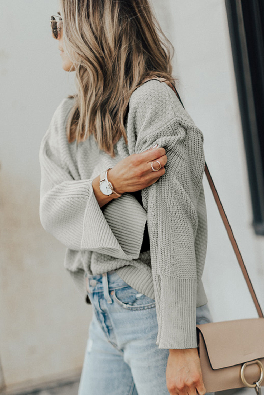 Pre-Order Textured Round Neck Long Sleeve Sweater