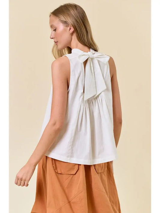 Tie Back Neck Sleeveless Flowy Top