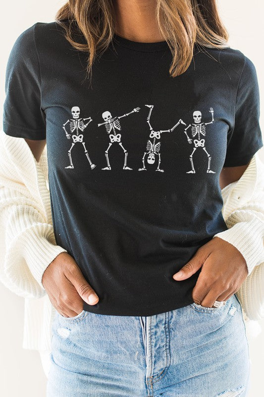 Dancing Silly Spooky Skeletons Graphic Tee