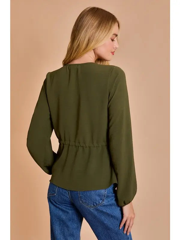 The Olive Drawstring Blouse