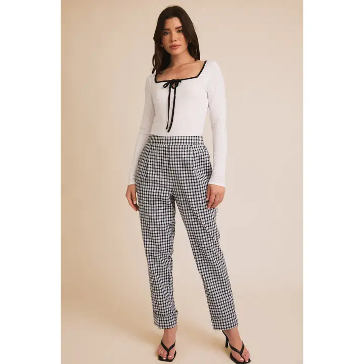 Square Neck Long Sleeve Front Tie Top