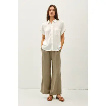 Solid Short Sleeve Button Down Shirt