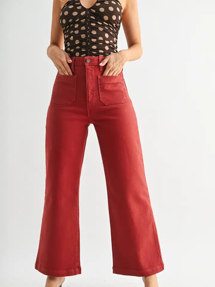 Dk Burgundy - Patch Pocket Wide Leg