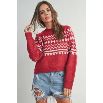 Aztec Printed Raglan Long-Sleeve