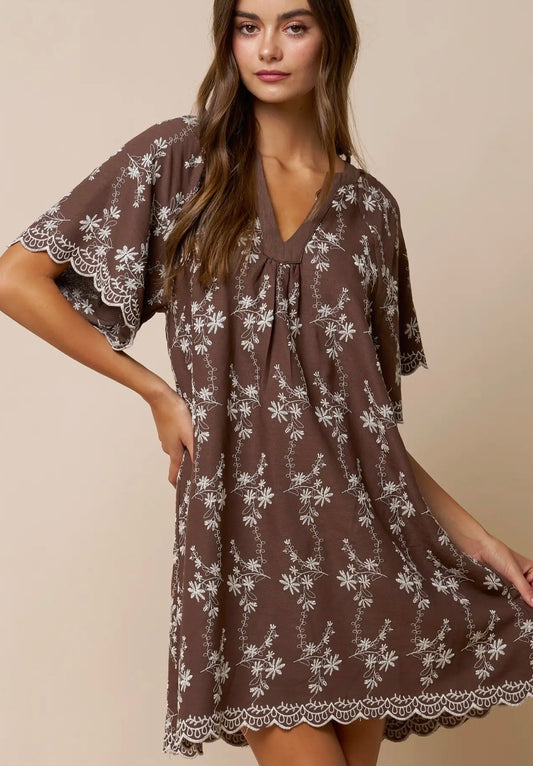 Brown floral dress