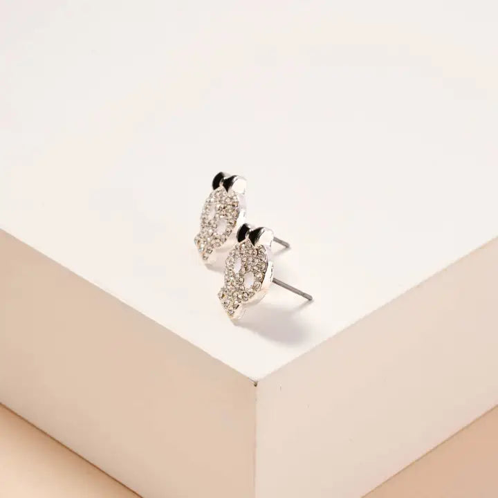 Halloween Skull with Bow Rhinestones Stud Earrings