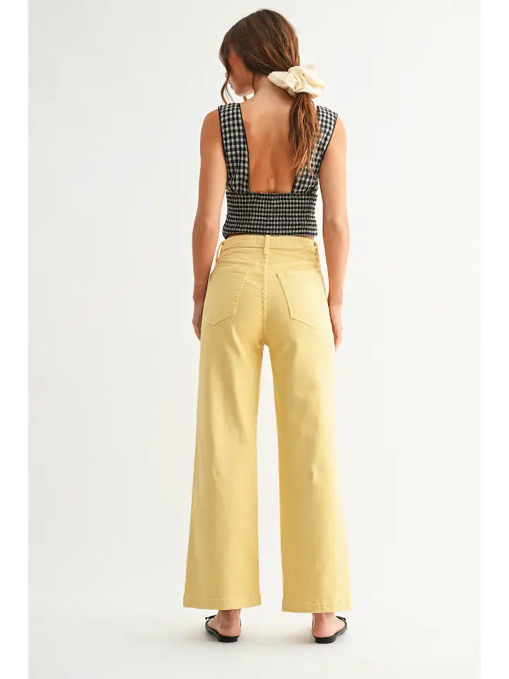 Lt Yellow - Patch Pocket Wide Leg
